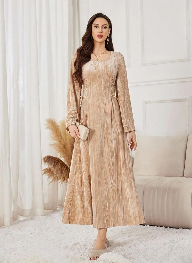 تايك تو فستان طويل بقماش بارز ورباط خصر